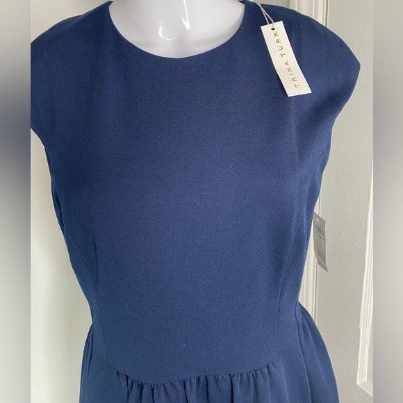 TRINA TURK NWT Pamila Keyhole Navy Blue Dress w Pockets - Picture 3 of 10
